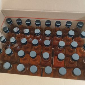 Doos met 40 flesjes Delftsche Slaolie (500ml, glas)